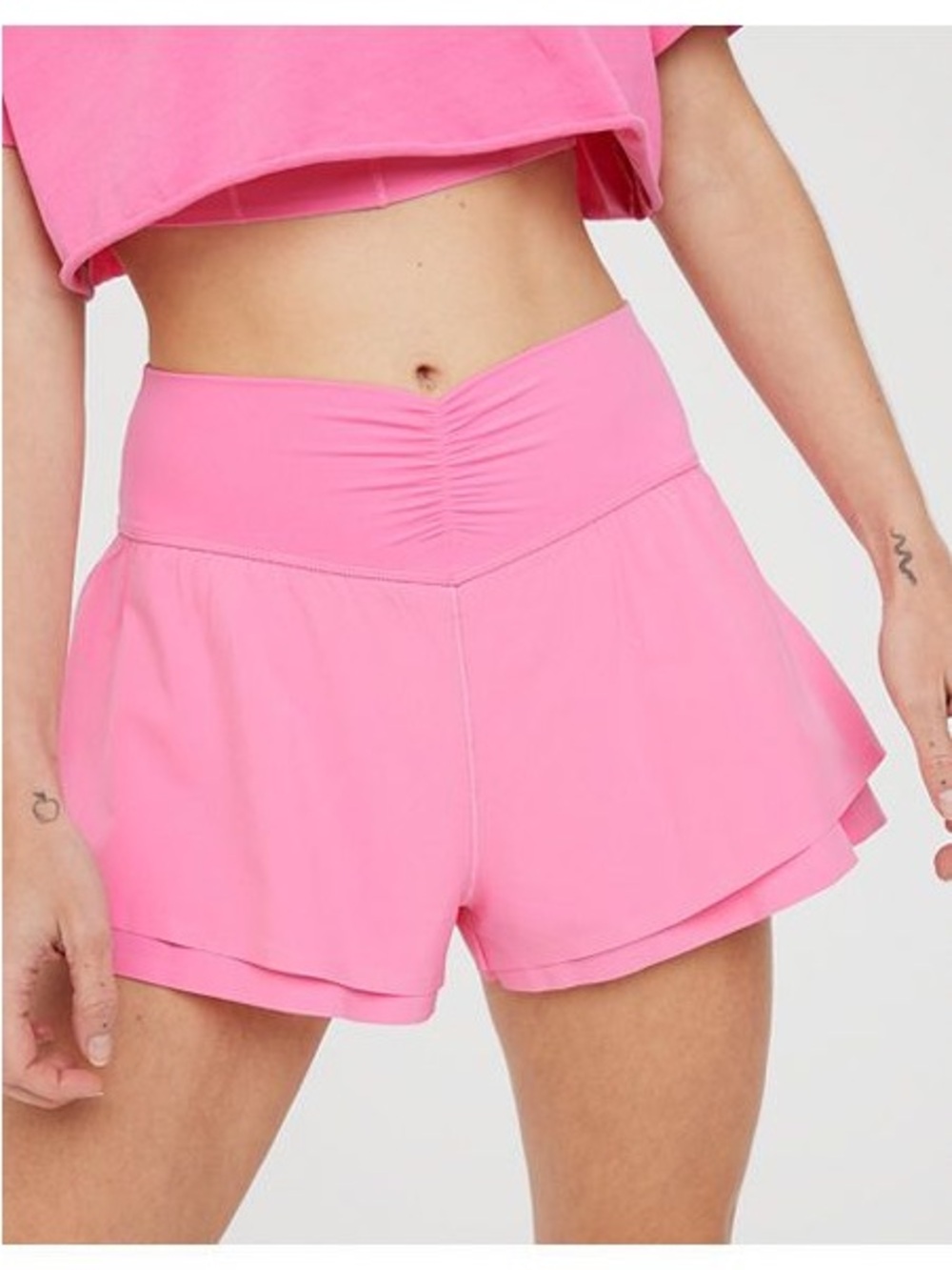 OFFLINE By Aerie Real Me Ruched Flowy Short Pink